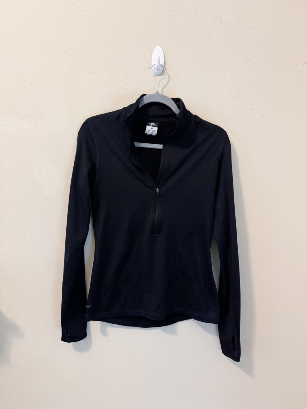 Nike Dri Fif Women's Black Quarter-Zip Long Sleeve Top